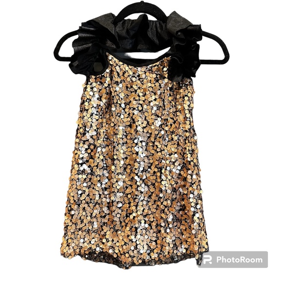 Costume Gallery Dresses & Skirts - Costume Gallery Gold Sequin Dress with Ruffle Halter- Small Adult